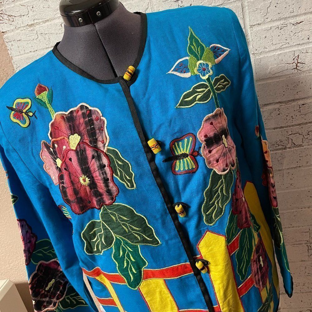 Julia Kim embroidered Butterfly Floral Jacket M